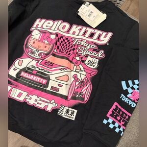 Hello Kitty Black Sweatshirt with Pink Racing Graphic